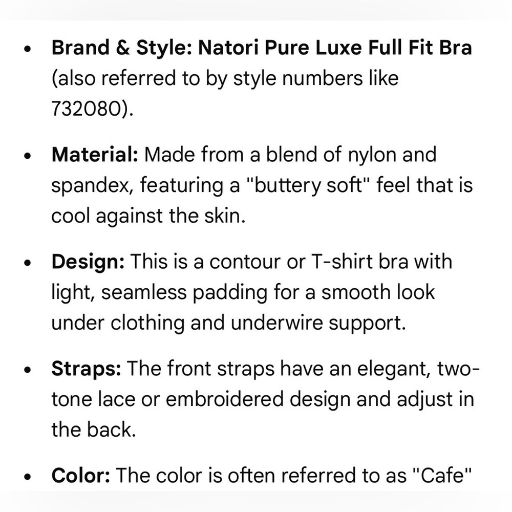 Natori Pure Luxe Custom Coverage Contour underwire bra in café size 36 DD - Picture 8 of 9